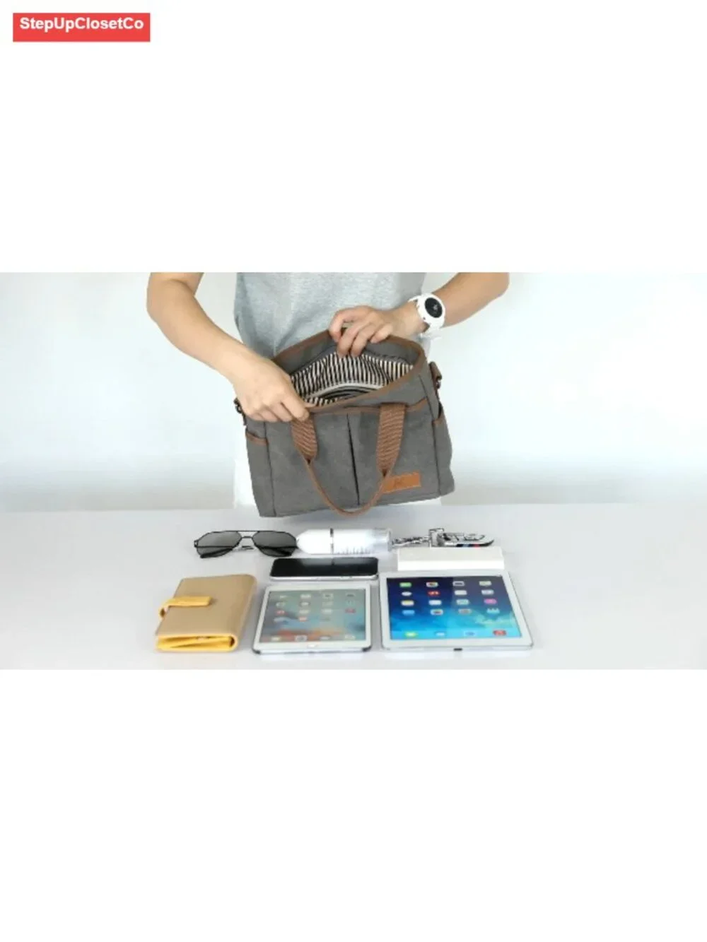 Canvas Crossbody Hobo Tote for Women Multi-Pocket Casual Purse